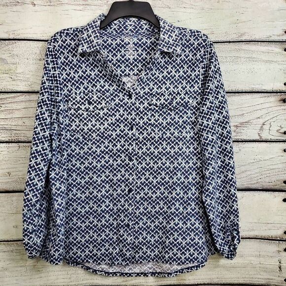 Croft & Barrow Large Blue Print Top - Picture 1 of 5